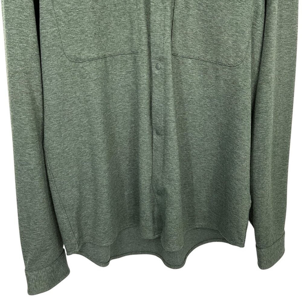 Lululemon Soft Knit Overshirt Heathered Smoked Spruce Mens Size XL Snap - Picture 3 of 10